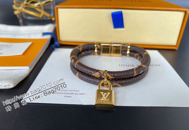 Louis Vuitton新款飾品 路易威登Circle可逆手鐲 LV鎖頭線條手繩手環  zglv2127